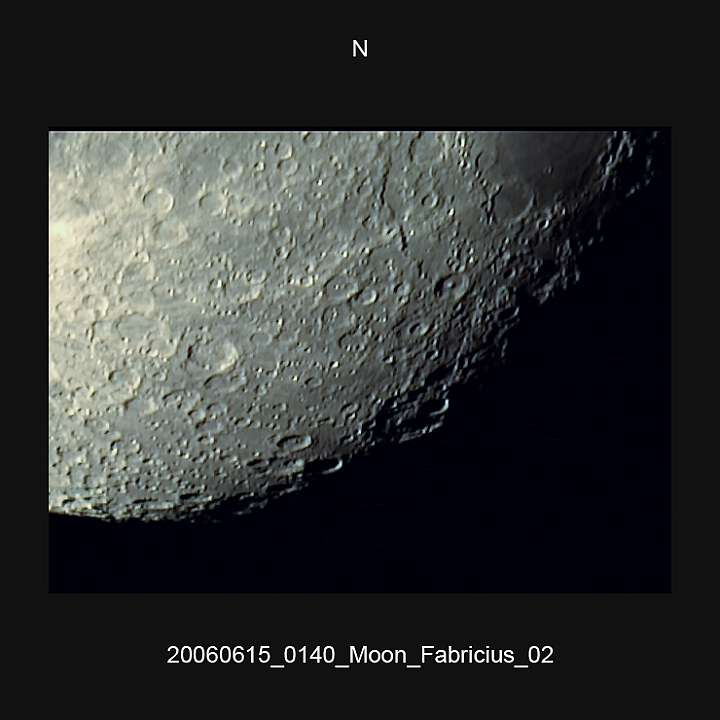20060615_0140_Moon_Fabricius_02.JPG -   ED-Fh d 101,9 / af 913 Phillips 740K UV-IR-Cut filter 640x480 AVI-750 (15 frames/s) Giotto, A-PS-CS3  