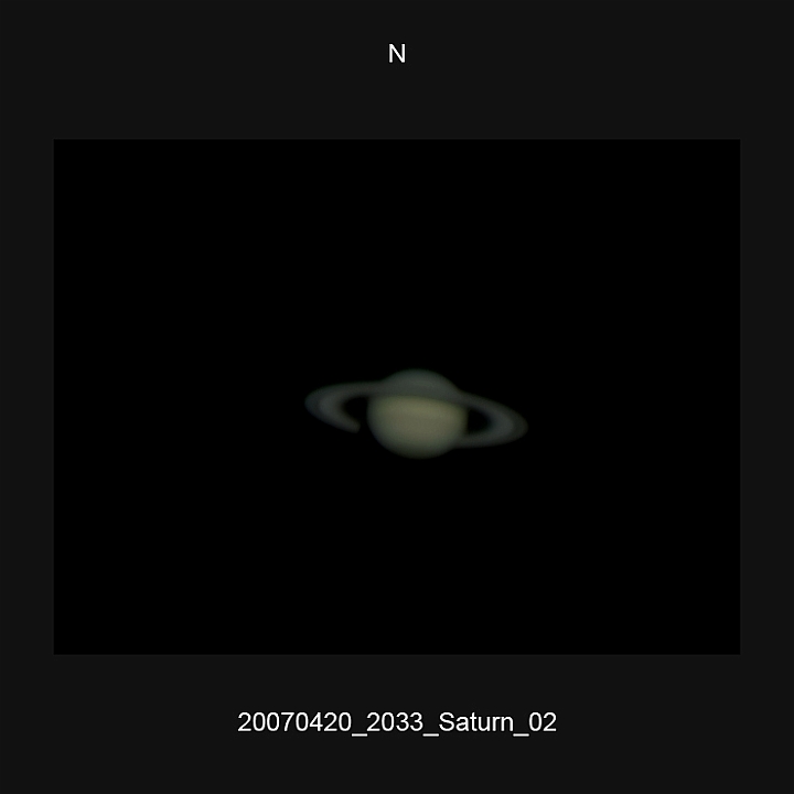 20070420_2033_Saturn_02.JPG -   Newton d 309,5 / af 5730 (Barlow) Phillips 740K UV-IR-Cut filter 640x480 AVI-800 (15 frames/s) Giotto, A-PS-CS3  