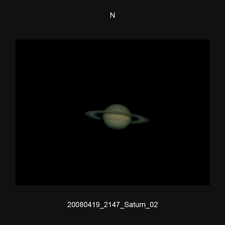 20080419_2147_Saturn_02.JPG -   Newton d 309,5 / af 5730 (Barlow) Phillips 740K UV-IR-Cut filter 640x480 AVI-800 (15 frames/s) Giotto, A-PS-CS3  