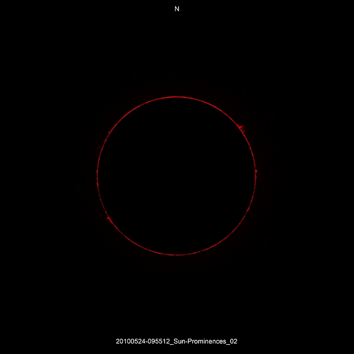 20100524-095512_Sun-Prominences_02.JPG -   ED-Fh d 101,9 / af 1270 (Prom.Ext-Tube) CANON-EOS5D (AFC-Filter) 50 ASA Filter: Ha0,22nm, 2*RG630, UV-IR-CUT 1 light-frame 1/250s Canon-RAW-Image, Adobe-PS-CS  