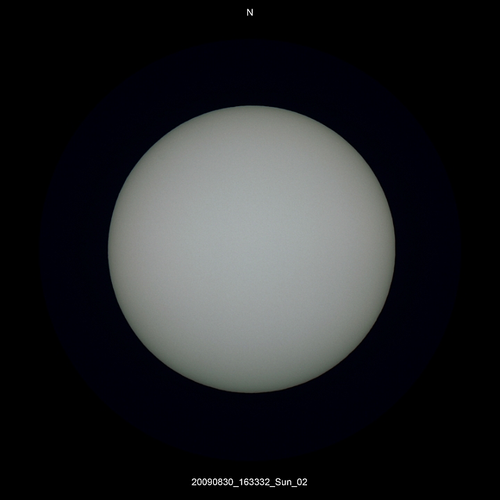 20090830_163332_Sun_02.JPG -   Newton d 303,15 / af 1623 & Coma Corrector CANON-EOS5D (AFC-Filter) 50 ASA Baader Tape-3.8 Filter 1 light-frame 1/6400s Canon-RAW-Image, Adobe-PS-CS  